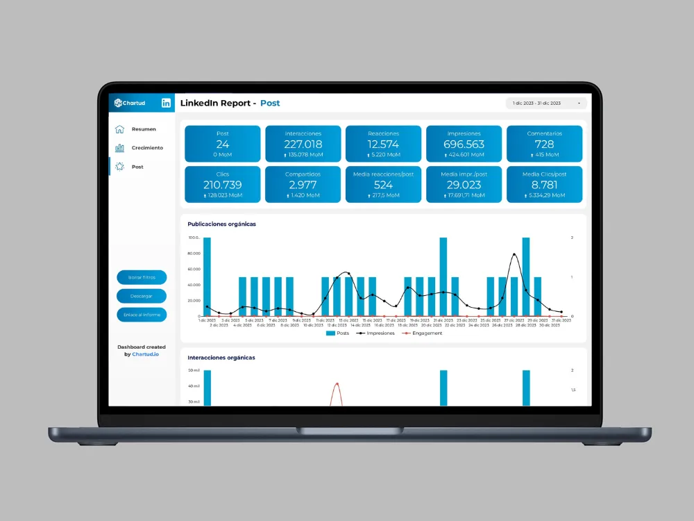 report-dashboard-looker-studio-linkedin reporte looker studio linkedin