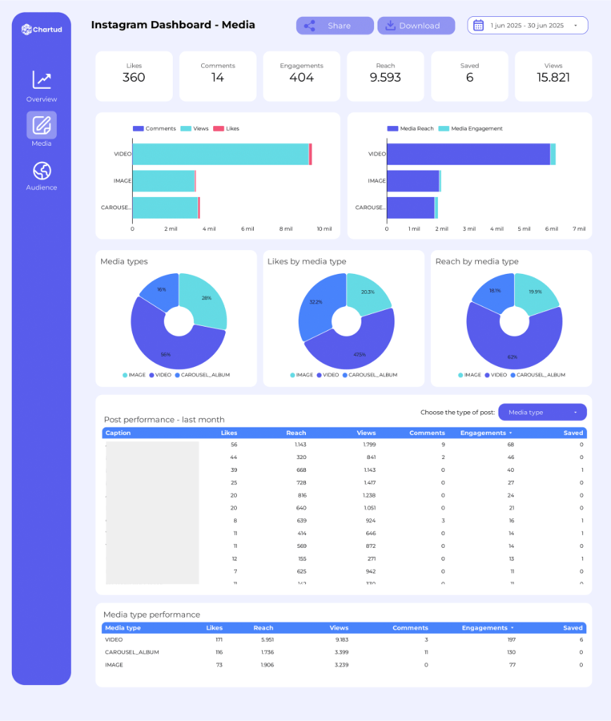 Instagram Insights Report Template in Looker Studio